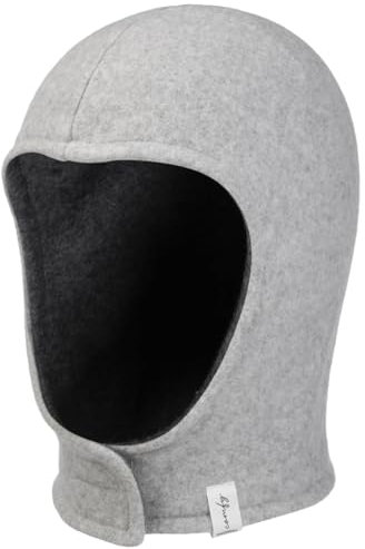 maximo GOTS Kids Soft Cotton Schlupfmütze Schalhaube Kindermütze Balaclava Damen/Herren - Made in Germany mit Futter Winter Herbst-Winter - 53 cm grau