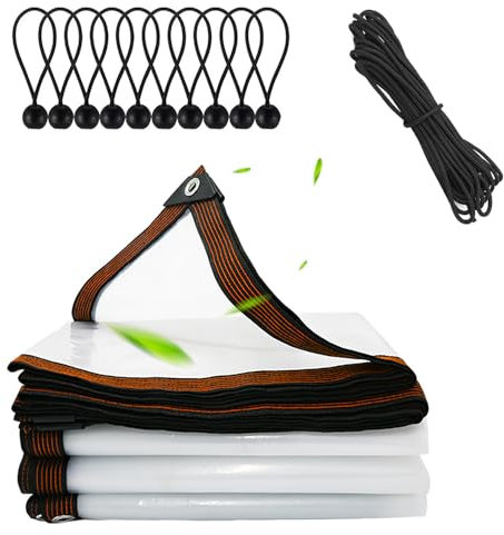 Lona Impermeable Transparente con Ojales, Exterior, de Plástico PVC, Resistente al Viento (3MX4M)