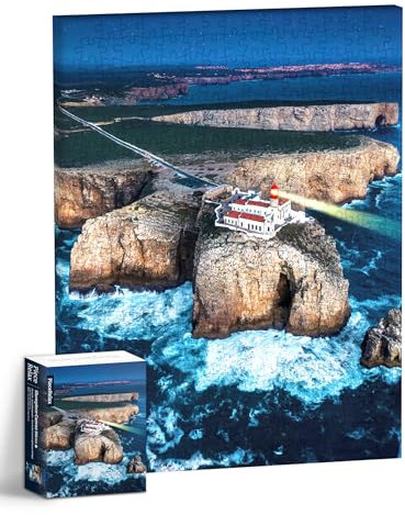 PieceRelax Canvas Wall Art Puzzles for Adults - Henry Do Ponta da Piedade Lighthouse, Portugal Unique Gift & Home Décor with Plastic Jigsaw Puzzle Artwork for Living Room Bedroom [HN1311]