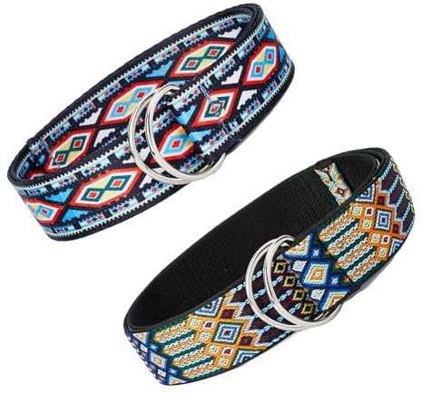 SUPERFINDINGS 2 Stück 2 Stile Polyester Ethnischer Stil Polyester Gürtel Jacquard Bandgürtel D Ring Leinwandgürtel Unisex Für Anzughosen Länge:1.19 m