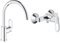 GROHE Robinet de cuisine évier Start Flow, bec en forme de U, pivotant à 360°, installation et nettoyage facile, Supersteel, 31555001 (Import Allemagne) & Mitigeur monocommande Douche BauLoop 23340000