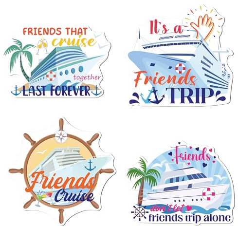 Cruise Door Decorations Magnetic Friends - 4 Pcs Friends Cruise Door Magnets, Friends That Cruise Together Door Decorations Magnetic, Cruise Magnets for Door Stateroom Car Fridge Party