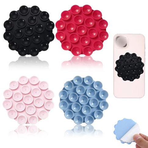 KASESSS 4 Stück Handy Saugnapf Halterung, Silikon Saugnapf Handyhülle, Selbstklebende Handyhalterung Saugnapf Mehrzweck Saugnapf Handy Universal Saugnäpfe Handy für Selfies und Videos