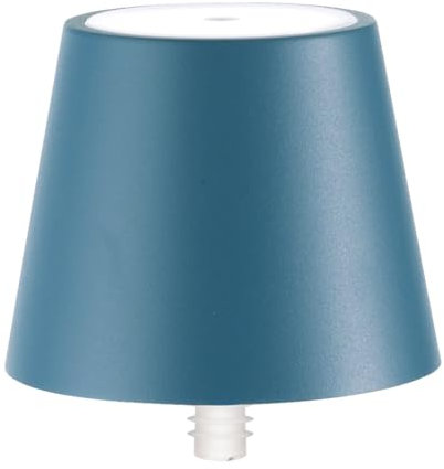 Zafferano, Lampada Poldina Stopper, Lampada per Bottiglia Ricaricabile e Senza Fili con Controllo Touch, Adatta per Salotto ed Esterni, Dimmer, 2200-3000 K, Altezza 11 cm, Colore Blu Avio