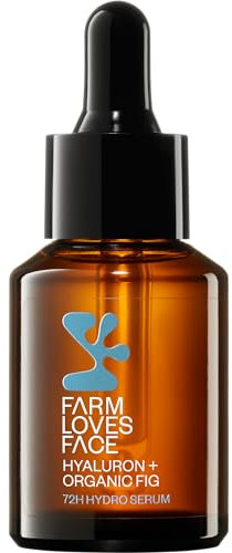 Farm Loves Face Hyaluron + Organic Fig 72h Hydro Serum, Gesichtsserum, Transparent, feuchtigkeitsspendend, glättend, pflegend, transluzent, vegan, ölfrei, ohne Parfüm, ohne Alkohol, 1er Pack (28ml)