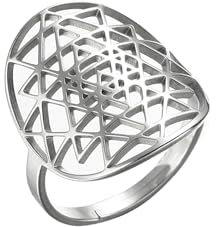 EUEAVAN Verstellbarer Sri Yantra Chakra-Ring Sri Yantra Amulett Talisman Anhänger Heilige Geometrie Ring Hinduismus Symbol Heiliger Hindu-Ring Meditationsschmuck für Damen Herren, Edelstahl, Kein