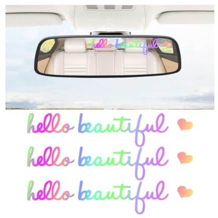 CGEAMDY 3 Stück Aufkleber Auto, Aufkleber Text Sticker Fürs Auto Und Motorrad, Hello Beautiful Auto Aufkleber Sprüche, Autoaufkleber Dekoration Für Fahrzeuge Laptops Glas Motorrad(Laser-Silber)