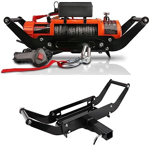 Brilluxa Winch Mount Plate Bracket Universal for Trucks ATV 4x4 Trailers, 9000lbs ‑ 13500lbs Capacity Winches, Recovery Winch Cradle, Hitch Receiver Mount