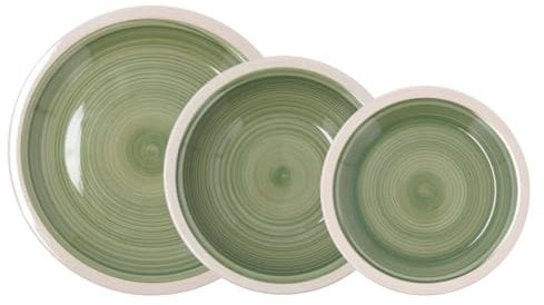 Quid Calypso Vajilla Cerámica 18 Piezas - 6 Personas Loza Apto Microondas Guarde Los Platos En Un Lugar Seco Y Ventilado Apilable