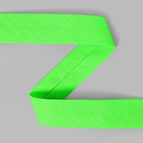 Neon Schrägband, Baumwolle, vorgefalzt, 20 mm breit - 3 Meter, Neon Grün
