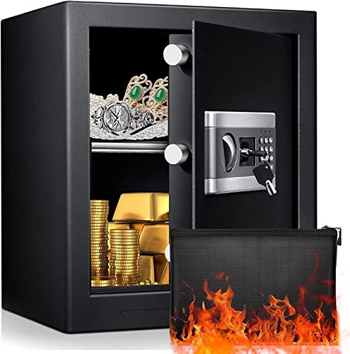 VIHBRAI 54L Large Capacity Fireproof Waterproof Safe with Combination Lock and 3 Bolt Locking for Home, Office or Wall Mounting