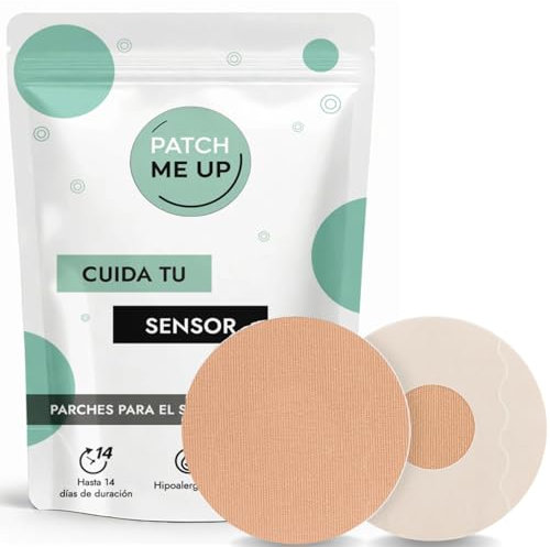 Patch Me Up 15 Uds Parches Sensor Freestyle Libre 2 - Adhesivos para Diabetes Hipoalergénicos Impermeables y Transpirables - Fijación 14 Días para Deporte Ducha - Protector Medidor de Glucosa Beige