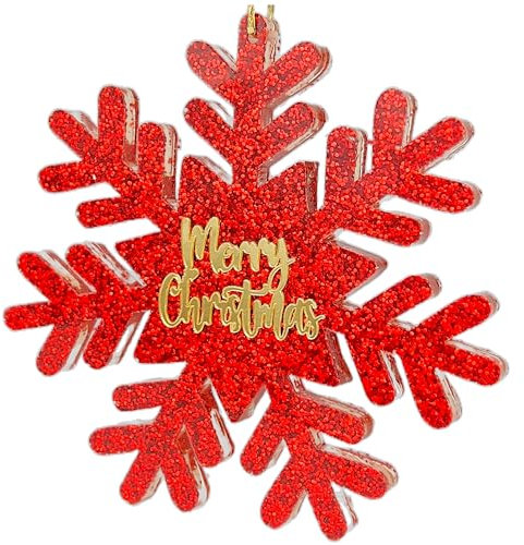 Acrylic Glitter Ornaments Christmas - 12x12cm Xmas Merry Christmas Snowflake Hanging Baubles for Christma Tree Decorations C2