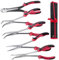LEONTOOL 5PCS 11 Inch Extra Long Needle Nose Pliers Set, Long Reach Straight Pliers, 45° & 90° Bent Nose Pliers, Circle Nose Pliers, Diagonal Pliers, Long Reach Pliers Set for Narrow Spaces