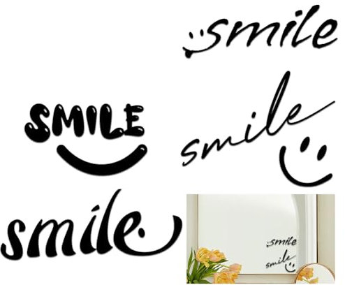 GOMAKERER 2 Blatt Smiley Aufkleber, Lächeln Spiegel Aufkleber Positive Affirmation Aufkleber Für Auto Fenster Rückspiegel Badezimmer Schlafzimmer Wohnzimmer Wand Dekor