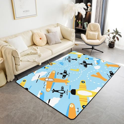 Kinder Wohnzimmer Teppich Cartoon-Flugzeug In Der Luft 3D-Muster Teppich Wohnzimmer Schlafzimmer Zimmer Bedside Bed Vordercouchtisch Computer Stuhl Teppich, 200 X 300 cm -67693648776292