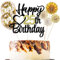 Anlgdi Tortendeko 25 Geburtstag Frauen Männer, Kuchen Topper 25. Geburtstag Frau, Cake Topper Happy 25th Birthday Schwarz Gold, Glitter Kuchen Deko 25. Deko für Geburstagstorte Deko 25 Jahre Frau Mann