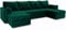 Masseno Ecksofa NAKO mit Schlaffunktion U-Form, Sofa mit Bettkasten, Wohnzimmersofa, Couch, Soffa, Bettsofa, Couchgarnitur- Grün, Kronos 19
