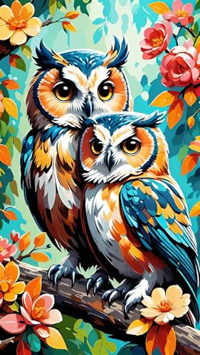 ARTGOTO Diamond Painting Carré Adulte Grand Format,40x70cm Peinture Diamant XXL Hibou A,Broderie Diamant Painting Kit Complet Adulte Grand Format,Grande Taille Pour la Décoration