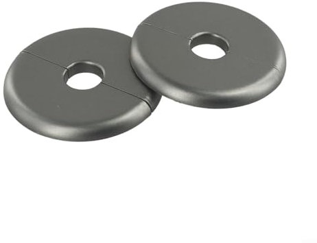 Set of 2 Radiator Pipe Collars, 70mm Outer Diameter, 15mm Inner Diameter, (silver)