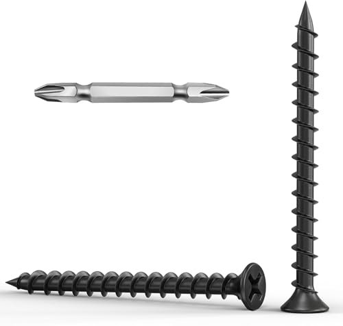 Wavanta 3.9 x 40mm Drywall Screws Coarse Thread Black Phosphate Bugle Head Phillips Drive with Bit, Black Wood Screws for Drywall Sheetrock, Wood and Furniture, Pack of 200