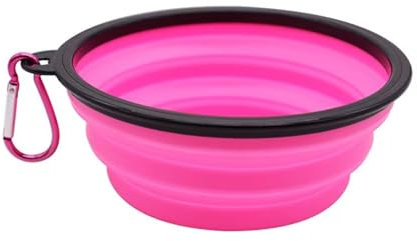 Faltbarer Silikon-Futternapf für Hunde, Outdoor, Camping, Reisen, tragbare Schüssel, Scheibe, Frisbee, Bergschnalle, Haustierbedarf (Rosa, 650 ml)