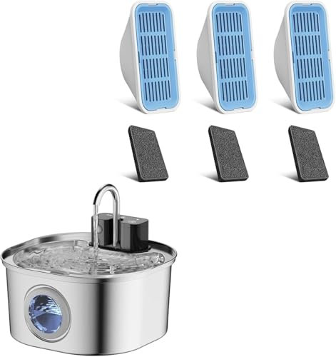 Edelstahl-Katzenbrunnen mit Wasserhahn-Design – 3,2L kabelloser Trinkbrunnen, 3 Betriebsmodi & 4-Stufen-Filter (inkl. 3 Filtern)