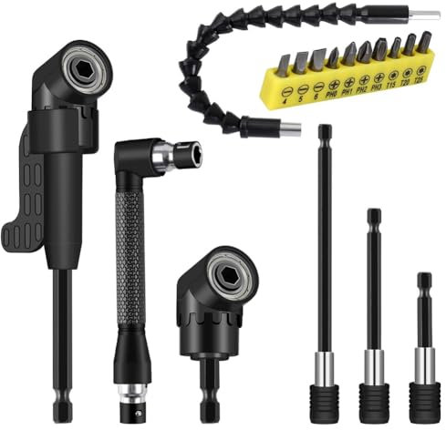 PAGJHRFJG Flexible Drill Bit Extension Set 105° Right Angle Drill Attachment Screwdriver Bits 90° Angled Bits 17PCS