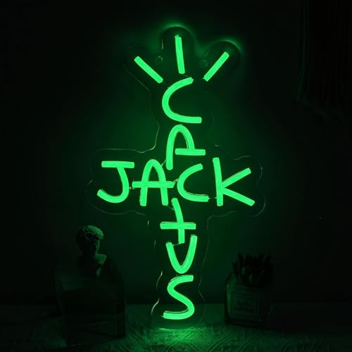 Panneau néon en acrylique avec chaîne de suspension pour décoration murale, décoration murale, bar, pub, fête de mariage, 5 V, alimenté par USB, intensité variable (Jack cactus2)