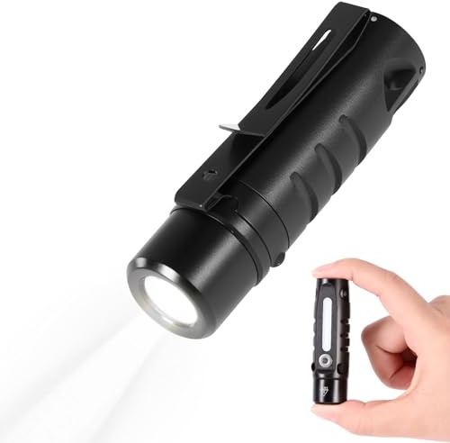 Viitech Superhelle Mini Schlüsselbund Taschenlampe mit RGB-Seitenlichter, 4 Lichtmodi Wiederaufladbare Magnetische LED Taktische Taschenlampe mit Hutclip, IPX6 Wasserdicht Mini Camping Taschenlampe