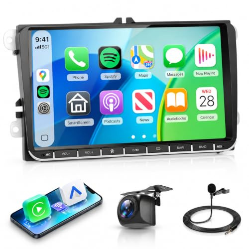 6+128G Motorsi 9'' Android Autoradio für VW Passat B6 Polo Golf 5 6 Skoda Seat Touran Tiguan Stereoradio Carplay Android Autoradio Bluetooth 5.0 GPS WiFi FM/RDS Rückfahrkamera, unterstützt DAB