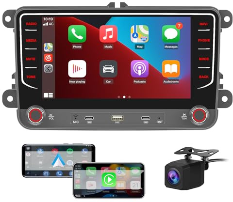 AWESAFE Autoradio Android 14 pour Golf 5 6 VW Passat Polo Seat Skoda, CarPlay, Android Auto, écran Tactile HD 7, Bluetooth intégré, FM/RDS, GPS, WiFi, caméra de recul Incluse [2 Go + 64 Go]