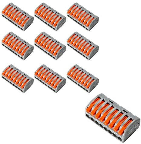 10x Kabelverbinder Hebel 8-Port Kabelklemmen 250V 32A Anschlussbloecke | Luesterklemmen steckbar, Elektro Verbindungsklemmen, Betaetigungshebel Schalter, Klemmen Verteiler, Steckverbindung