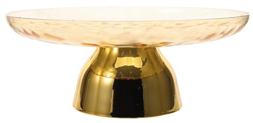 LABRIMP Plateau Rond sur Pied en Pet Or, Grand Capacité, Design Polyvalent Facile à Nettoyer, pour Gâteau de Mariage et Présentation de Desserts