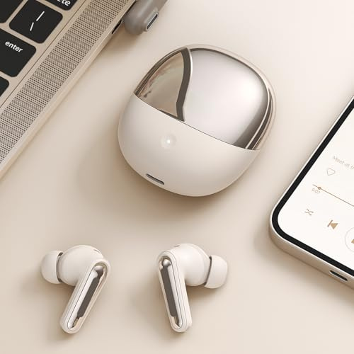 Diyeeni Kabellose Gaming-Ohrhörer, Niedrige Latenz, 2,4 GHz, Bluetooth 5.4 Dual- mit ENC-Mikrofon, Dongle, für Telefon, Tablet, Laptop, PC, VR-Spielekonsole (White)