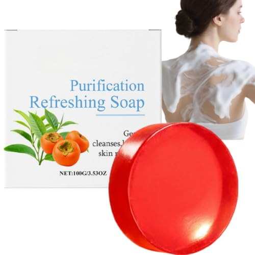 Persimmon Soap Bar for Old People Smell&Body Odor,Wash Bar with Foaming Net | Natural for Men and Women Body,Deep Cleaning Removes Grease and Freshens Smell,Moisturizing Thick Lather,Deodorant Bath Bar