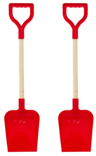 Pack of 2 22-Inch Square End Spade, Beach, Garden and Sandpit ~ Red