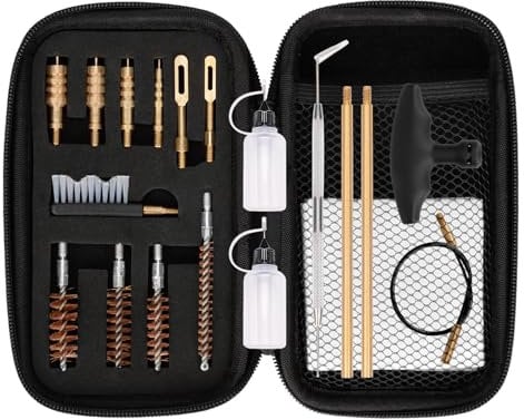 BOOSTEADY Kit de Nettoyage Universel pour Pistolet .22.357.38,9mm.45 Calibre pour Fusil Brosse à alésage en Bronze et Adaptateur Jag en Laiton