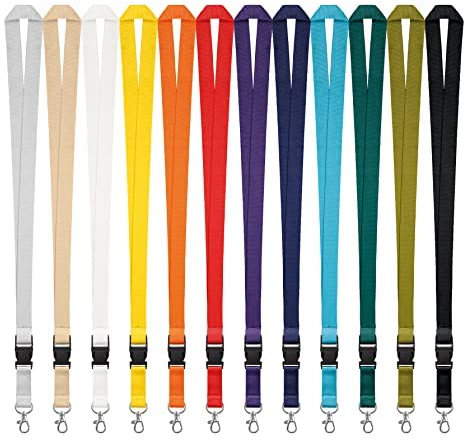 Kandinsky Schlüsselbänder Lanyards unbedruckt, Dunkelblau (blau), mit Verschluss und Steckverschluss, 25 mm Breite (25 Stück)