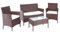 Mendler Poly-Rattan Garten-Garnitur HWC-D82, Sitzgruppe Lounge-Set - braun-meliert mit Kissen Creme