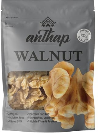 Anthap Premium Quality Natural Walnut Butterfly/Halves, 100% Natural & Raw, Rich & Buttery Flavor, High in Omega-3, Perfect for Baking & Cooking, No Added Preservatives or Additives, 650g