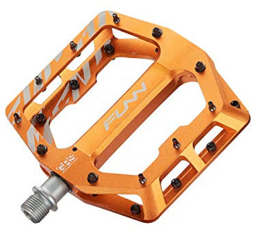 Funn Funndamental Flachpedale - Breite Plattformpedale für BMX/MTB, Einstellbarer Grip für außergewöhnliche Stabilität, 9/16 Zoll CrMo-Achse (Orange)