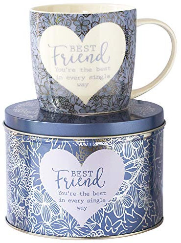 Arora 7051 Said with Sentiment Mug & Tin-Best Friend, cerámica, azul