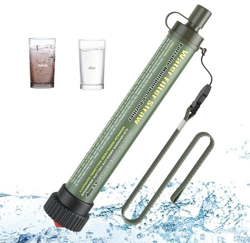 Lixada Outdoor Wasserfilter System Stroh Wasserfilter Filter Untergewinde Ultrafiltration Film Design für Notfall Camping Reisen Wandern Angeln