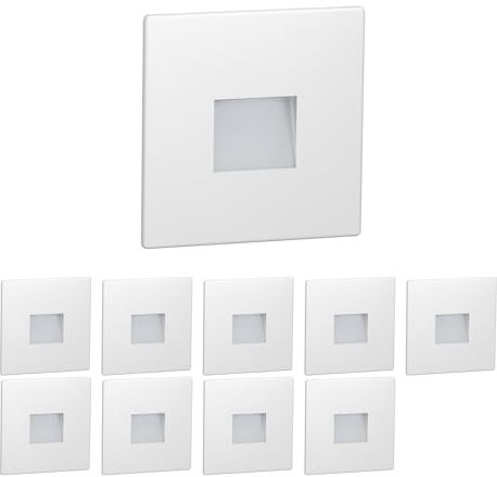 ledscom.de 10 Stück LED Treppenlicht/Wandeinbauleuchte FOW für innen und außen, Downlight, eckig, 85 x 85mm, warmweiß