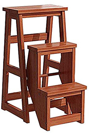 MYAOU Tabouret en Bois avec marches antidérapantes escabeau Pliant 3 étapes escabeau Plante Supports Balcon intérieur Jardin Chaise décorative