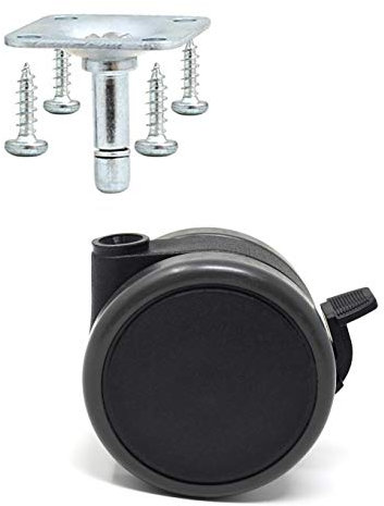 Design61 4er Set Universal Möbelrollen mit Bremse Lenkrollen Doppelrolle Ø 75 mm mit Feststeller mit Anschraubplatte