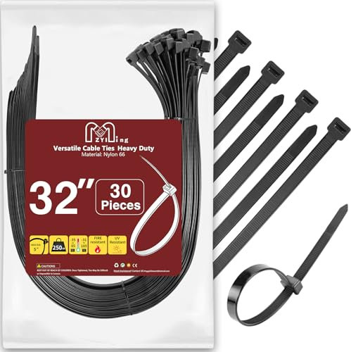Fascette Plastica Lunghe 80 cm Nero Fascette Elettricista 12,4 mm 113 kg Trazione 800 mm Fascette Lunghe E Spesse Fascetta Resistenti Uv Per Esterno, Pergola 30 Pezzi Fascette Con Cerniera
