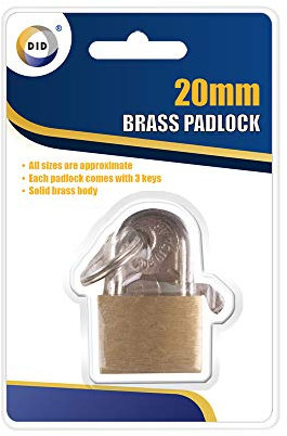 Lucchetti in ottone con sistema di bloccaggio solido da 20 mm, con cilindro a perno e 3 chiavi (oro, confezione da 1)