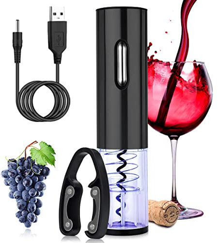 DASIAUTOEM Tire Bouchon Électrique, Cadeau Fete des Peres, Ouvre Bouteille Rechargeable, Ouvre Bouteille Automatique de Vin Tire Bouchon avec Coupe Capsule pour Vin Champagne pour Papa Homme Pères